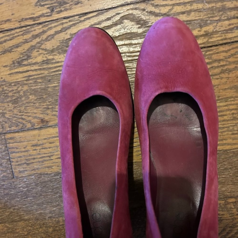 Arche Raspberry Closed Toe Suede Wedges (2")